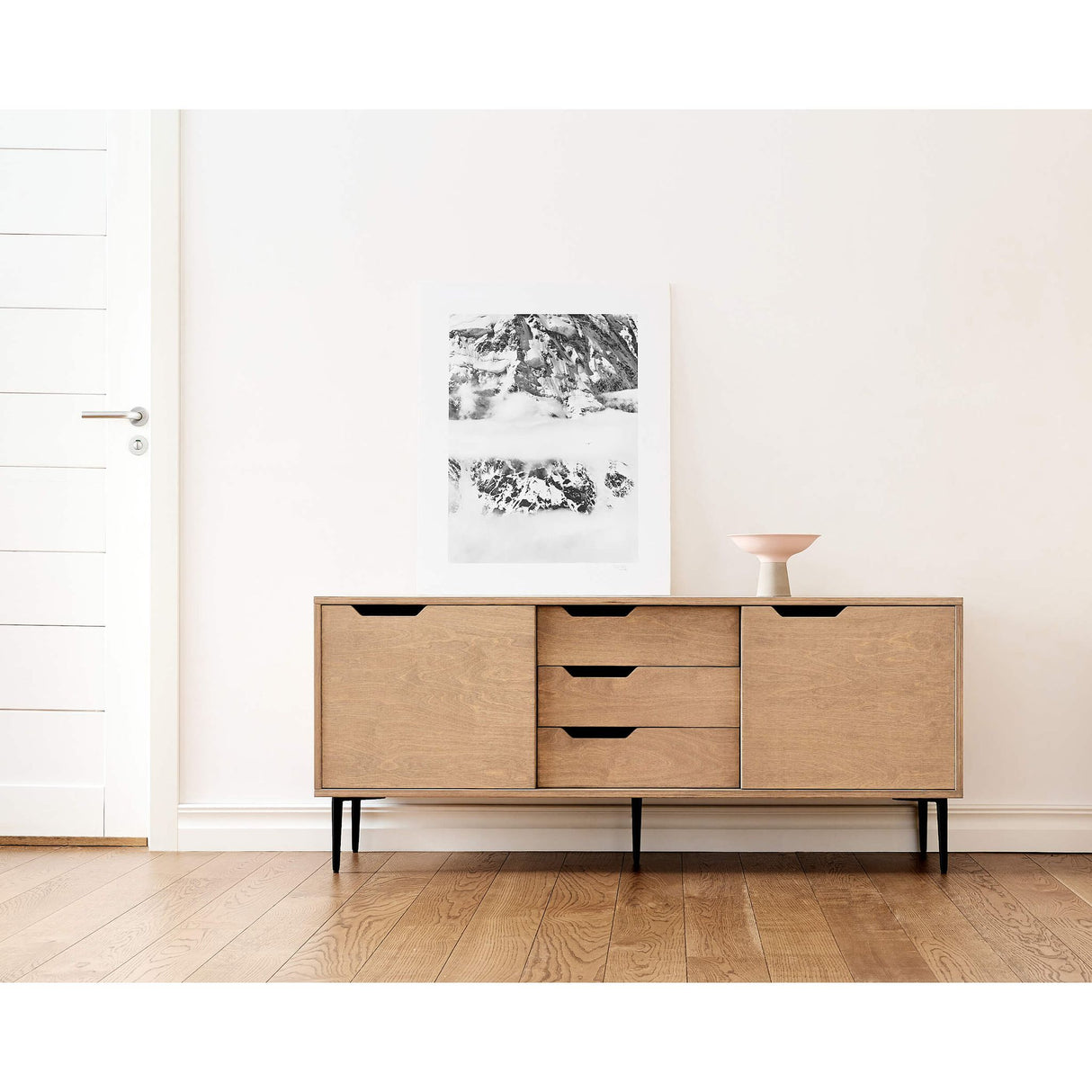 Sideboard - Oak veneer, sliding doors, soft-close drawers, adjustable metal feet – Noble | Radis