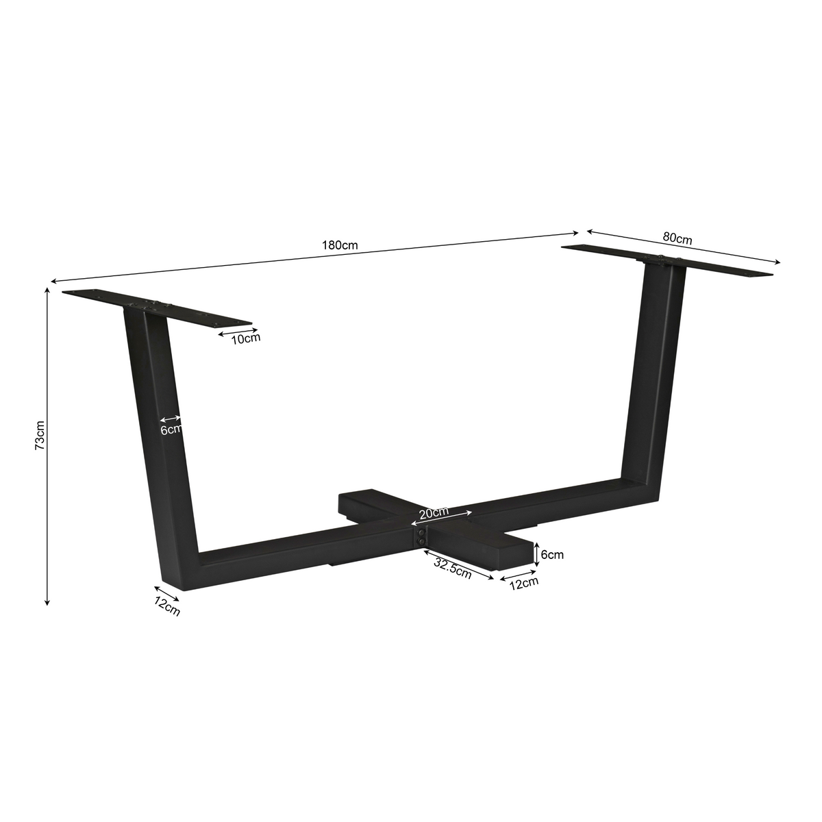 Table base - metal material, black finish, cross design - spider leg | Starfurn