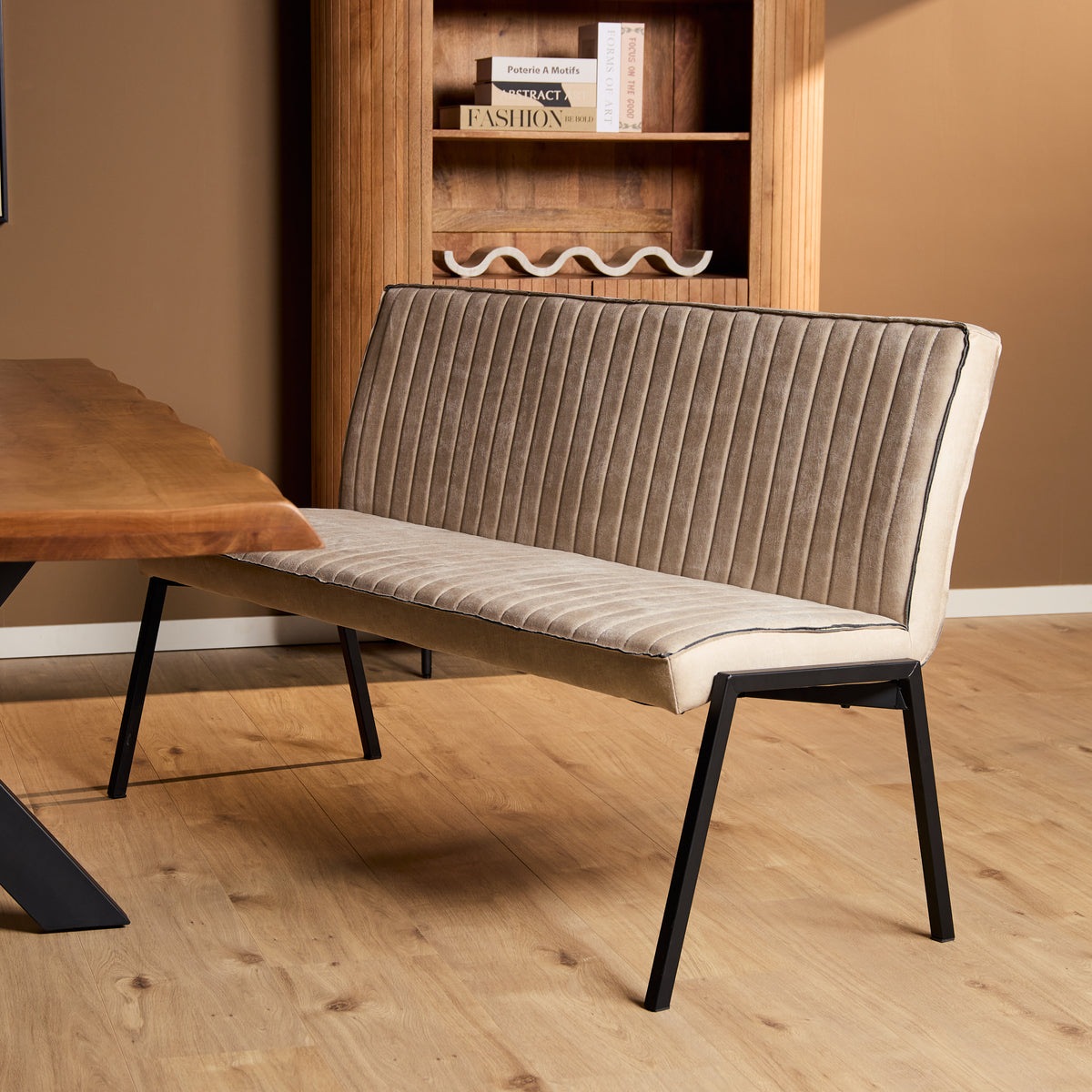 Dining Bench – Modern Design, Beige, Leather Upholstery – Tivoli | Starfurn