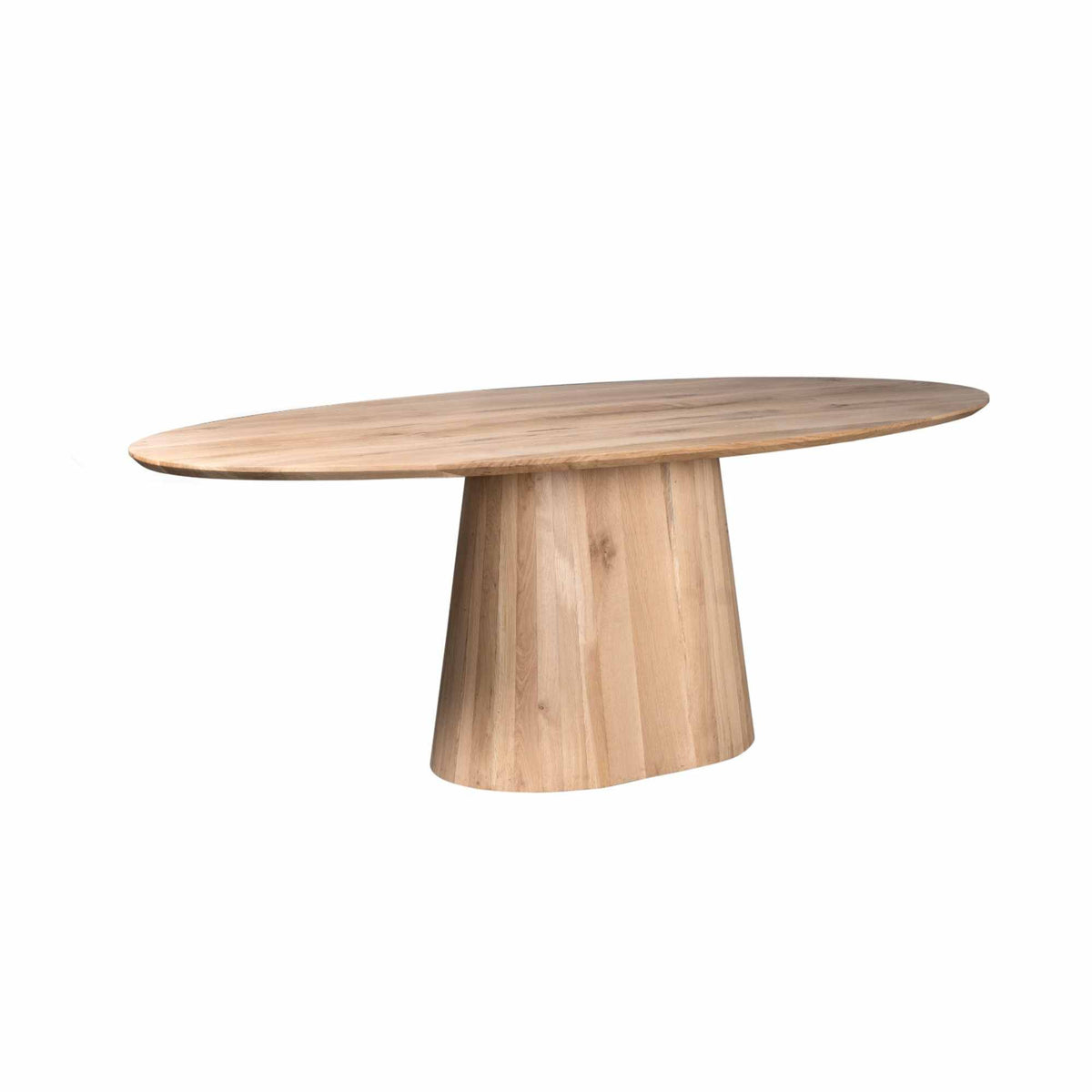 Dining Table – Natural Finish, Oak Wood Material, Oval Design – Riga | Starfurn