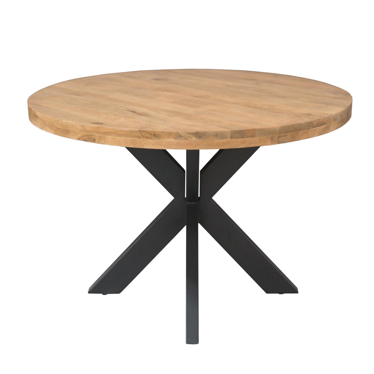 Dining Table – Light Mango Wood, Black Metal, Round Shape – Dakota | Starfurn