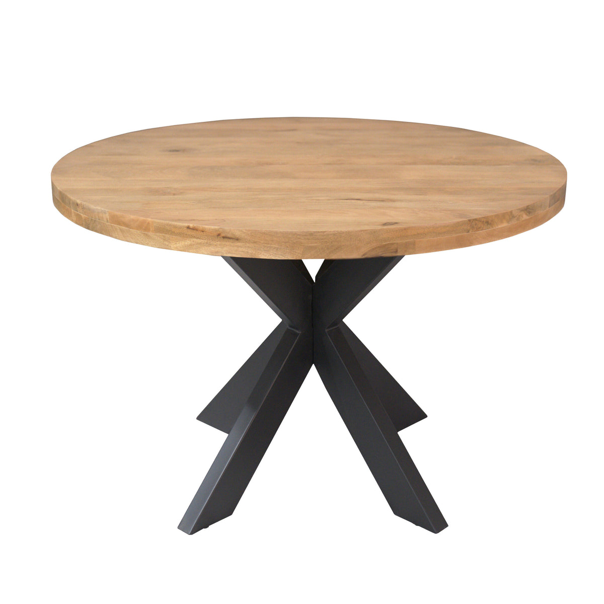 Dining Table – Light Mango Wood, Black Metal, Round Shape – Dakota | Starfurn