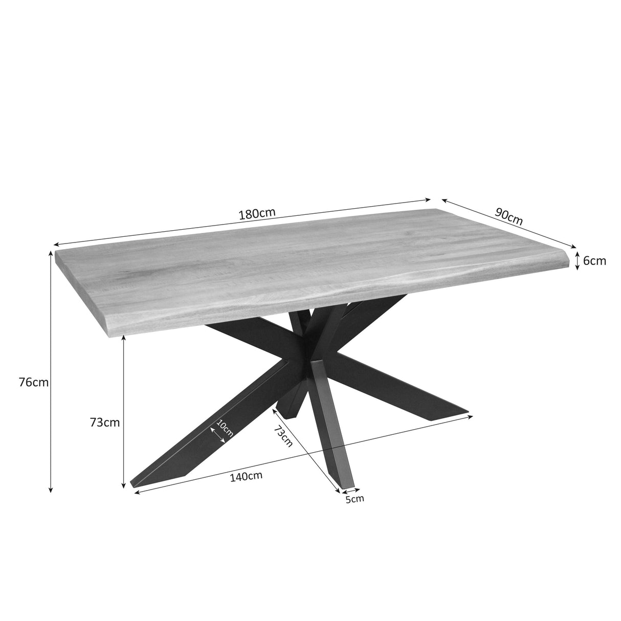 Esszimmertisch – Natürliche Oberfläche, Mangoholz Material, Baumstamm Design – Dakota | Starfurn