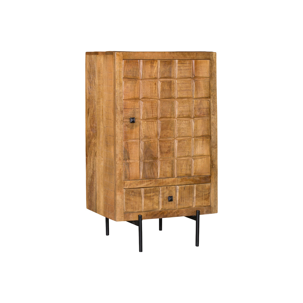 Sideboard – Mango wood, wooden slat design in block pattern, metal legs – Brandy | Starfurn