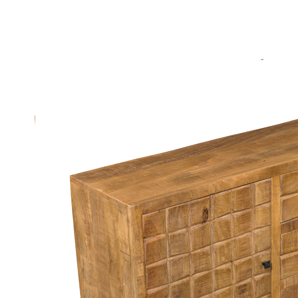 Sideboard - Mangoholz Gestreift, Blockmuster Design, Metallbeine, 160 cm – Brandy | Starfurn