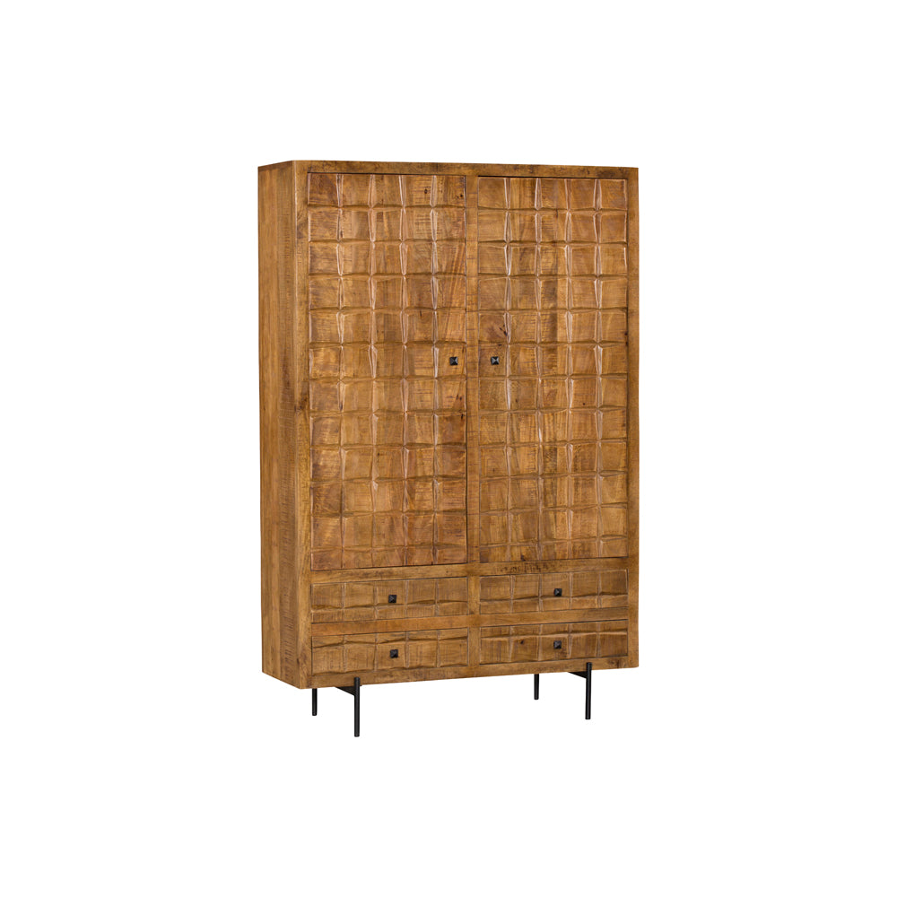 Aufbewahrungsschrank – Mangoholz Material, Metallrahmen Design, Mattes Finish - Brandy | Starfurn
