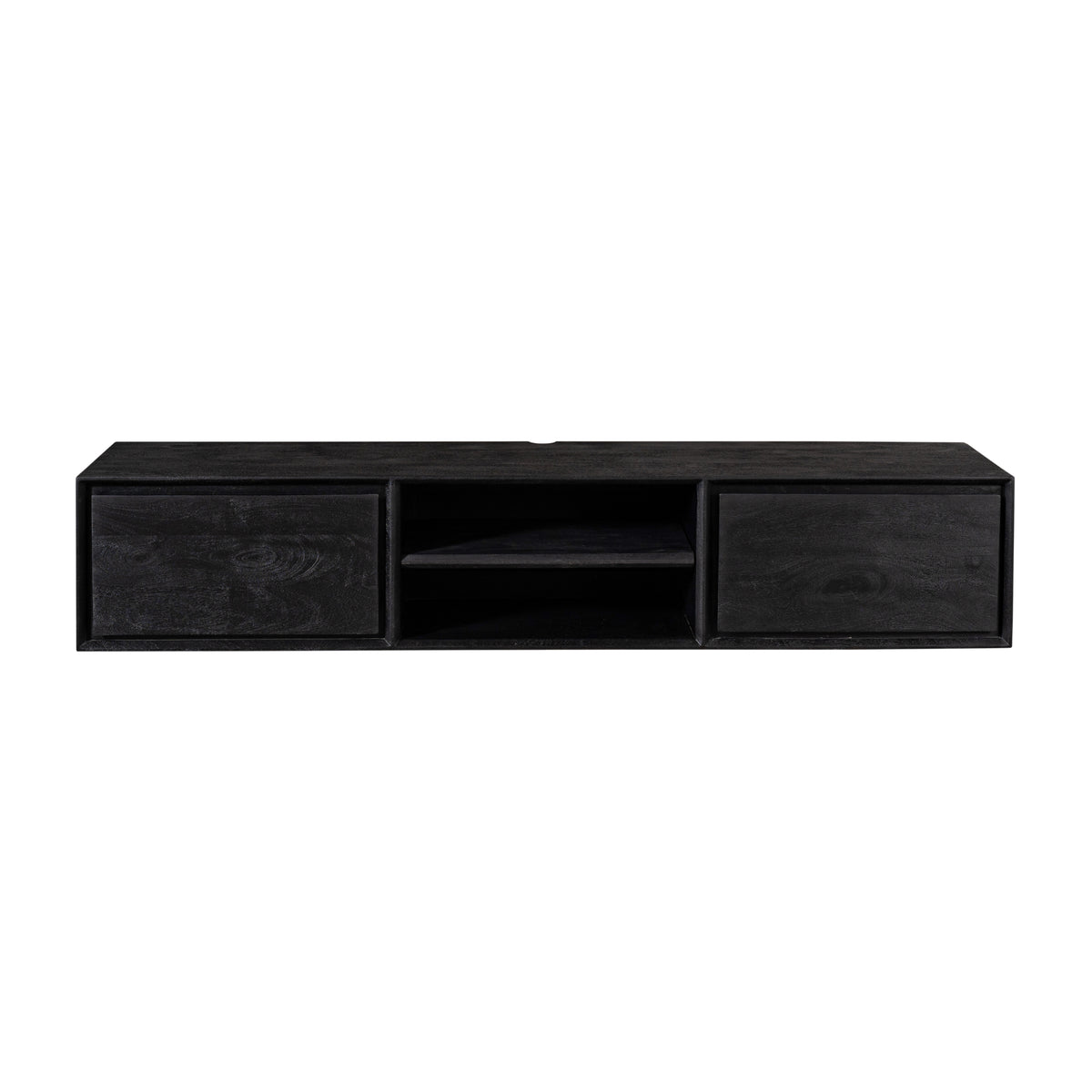 TV-Möbel - Mangoholz Schwarz, Grifflose Schubladen, Schwebendes Design, 160 cm – Ambiance | Starfurn