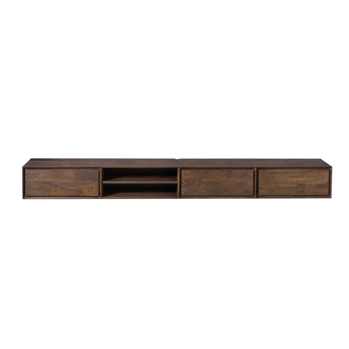 TV-Möbel - Mangoholz Braun, Grifflose Schubladen, Schwebendes Design, 240 cm – Ambiance | Starfurn
