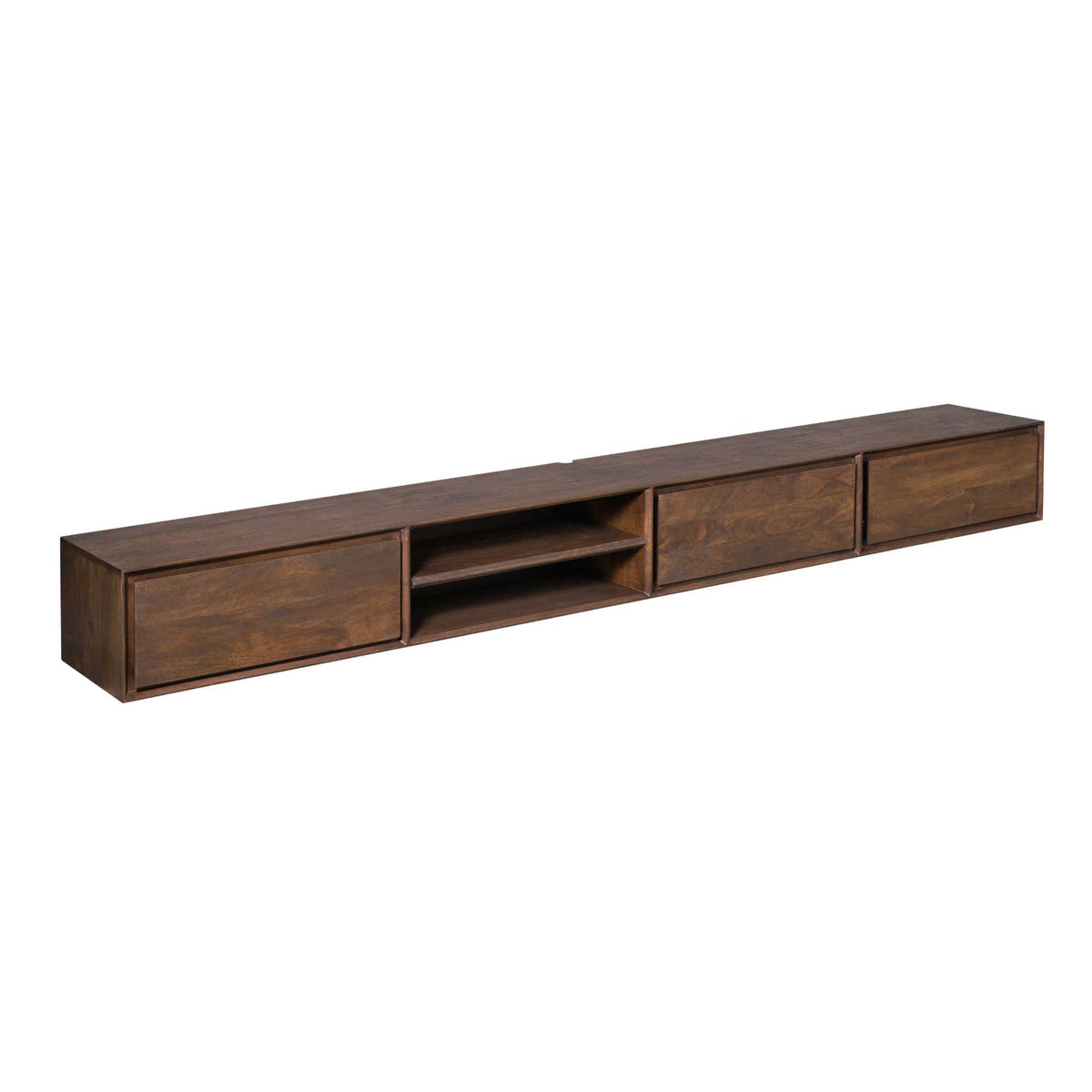 TV-Möbel - Mangoholz Braun, Grifflose Schubladen, Schwebendes Design, 240 cm – Ambiance | Starfurn