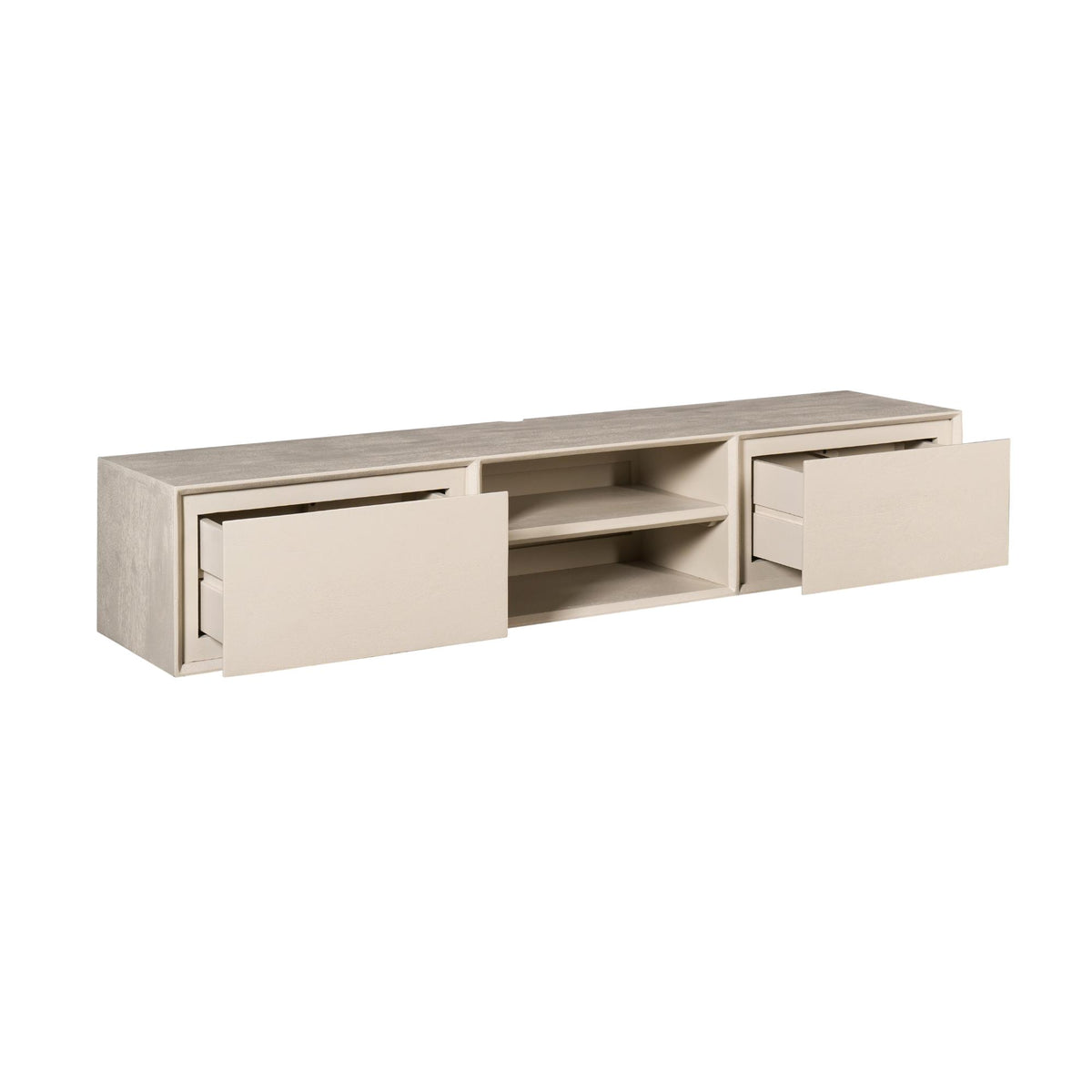 TV-Möbel - Mangoholz Sand, Grifflose Schubladen, Schwebendes Design, 160 cm – Ambiance | Starfurn