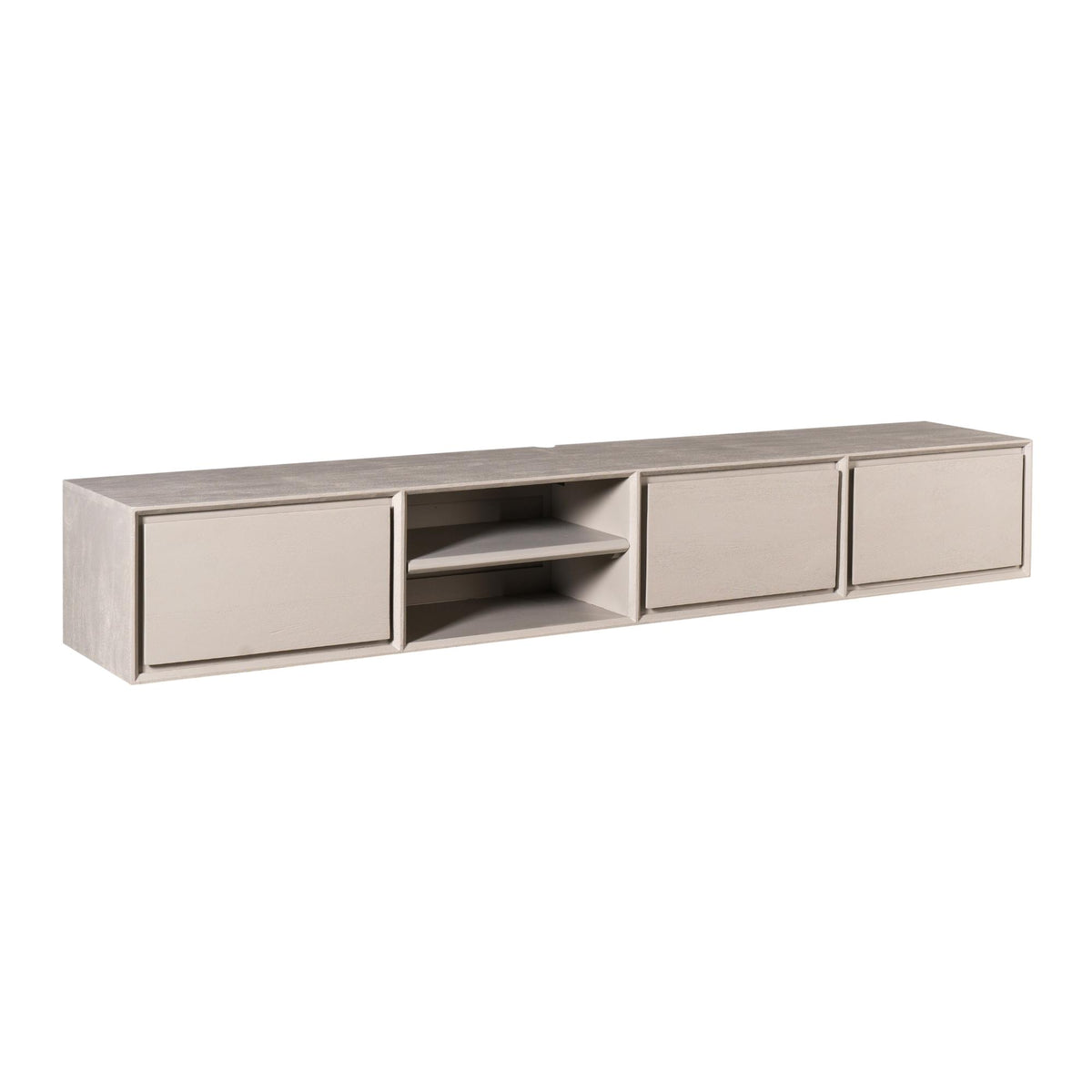 TV-Möbel - Mangoholz Taupe, Grifflose Schubladen, Schwebendes Design, 200 cm – Ambiance | Starfurn