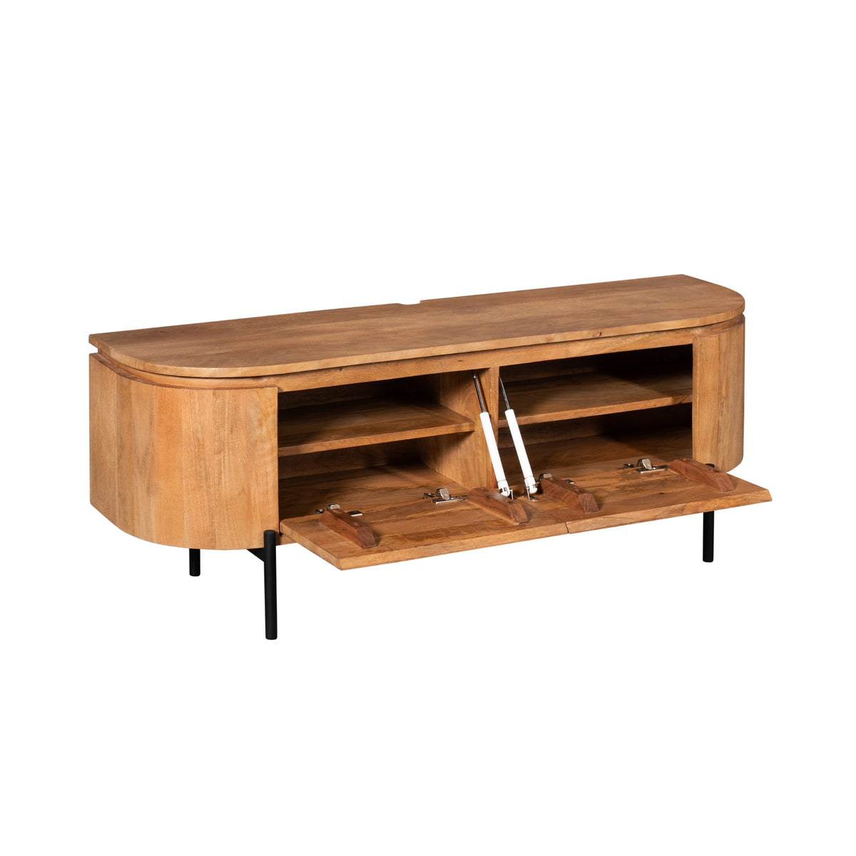 TV Unit – Mango Wood, Metal Frame, Sandblasted Surface – Excellent | Starfurn