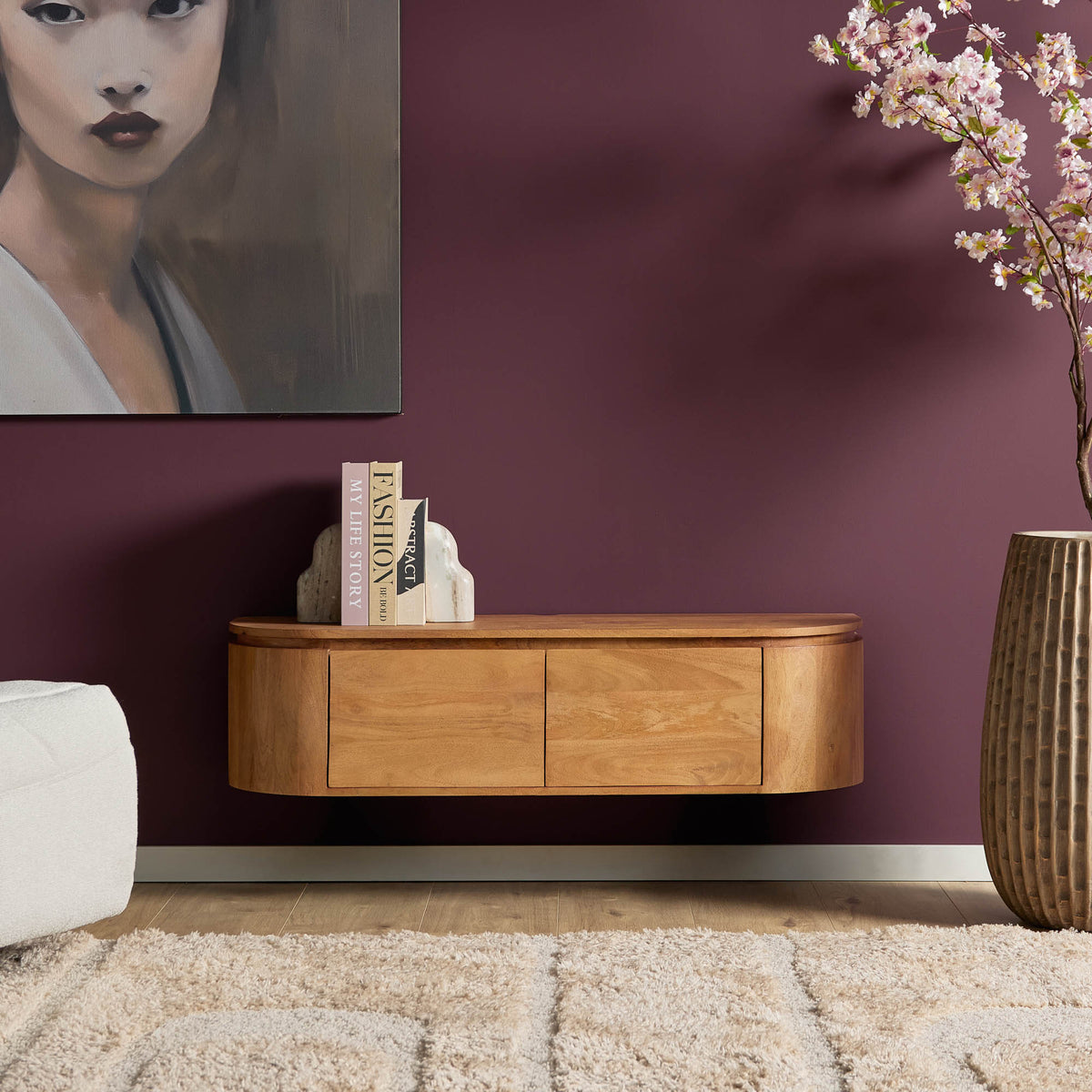 TV Unit – Mango Wood, Metal Frame, Sandblasted Surface – Excellent | Starfurn