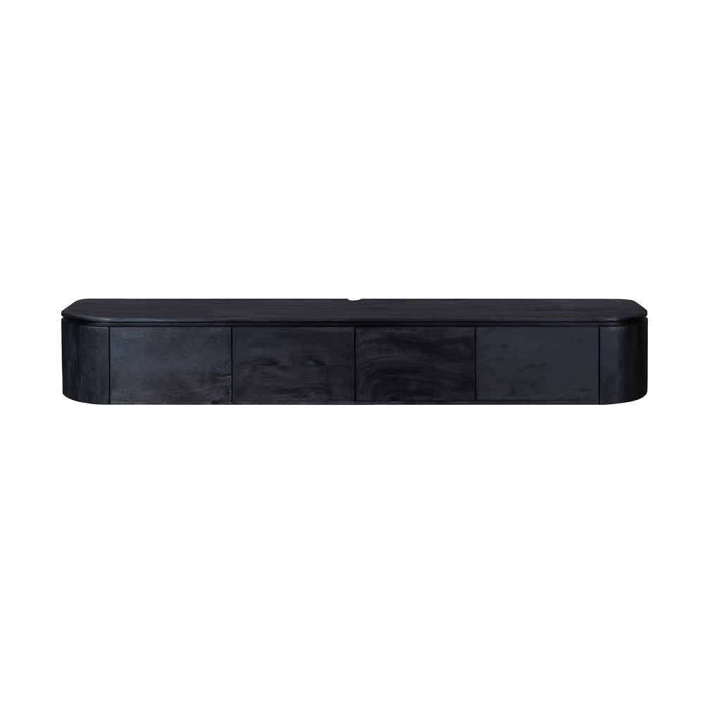 TV cabinet – Mango wood, Black finish, Floating design – Excellent | Starfurn