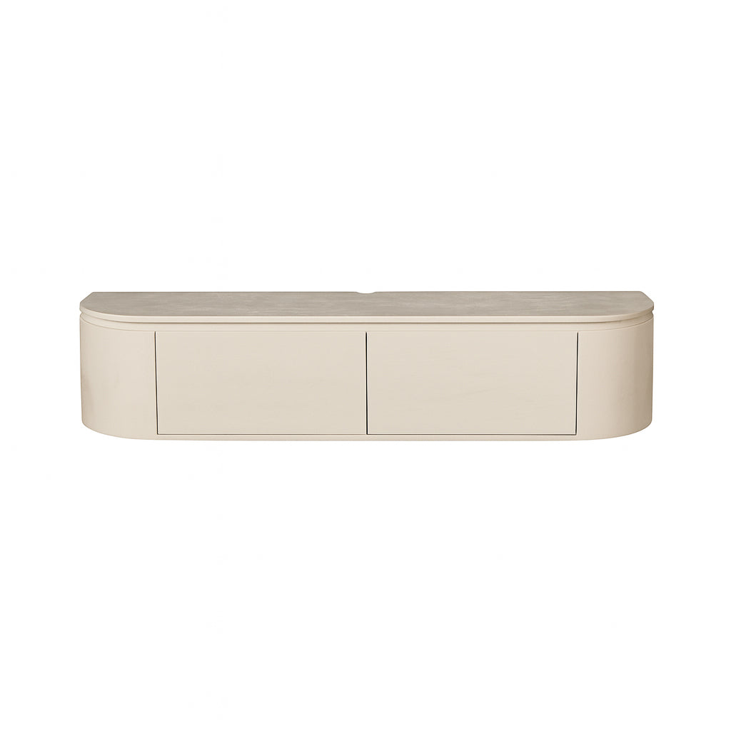 TV Unit – Mango Wood, Sand Color, Floating Design – Excellent | Starfurn