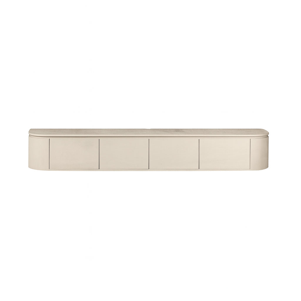 TV-Möbel - Mangoholz Sand, Schwebendes Design, Vier Türen, 200 cm – Excellent | Starfurn