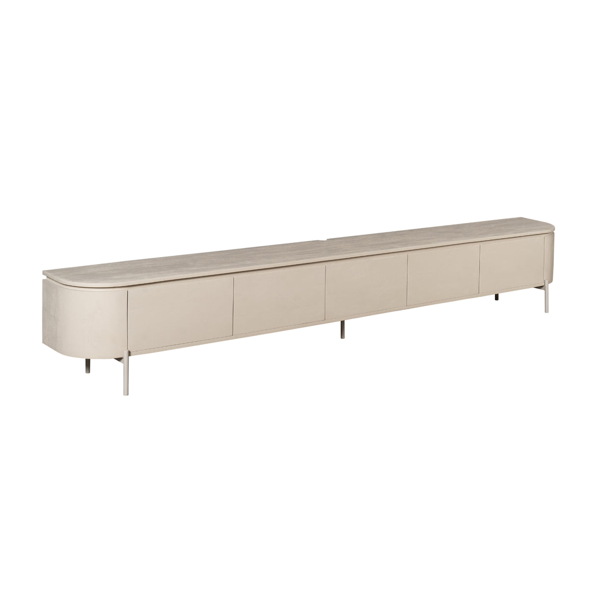 TV-Möbel - Mangoholz Sand, Schwebendes Design, Fünf Türen, 280 cm – Excellent | Starfurn