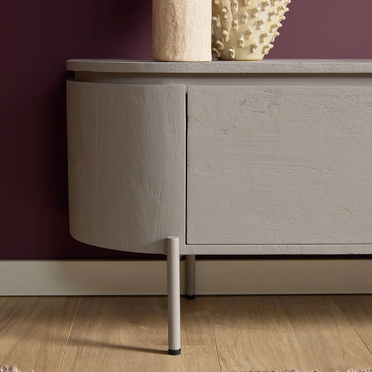 TV Furniture – Mango Wood, Taupe Finish, Wall/Floor, Storage Doors – Excellent | Starfurn
