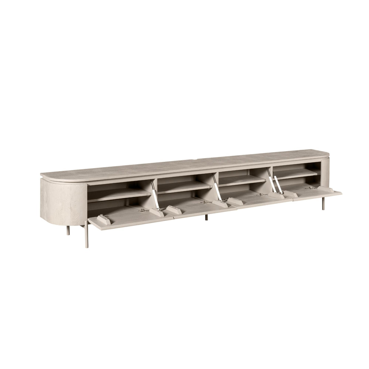 TV-Möbel - Mangoholz Taupe, Schwebendes Design, Vier Türen, 240 cm – Excellent | Starfurn
