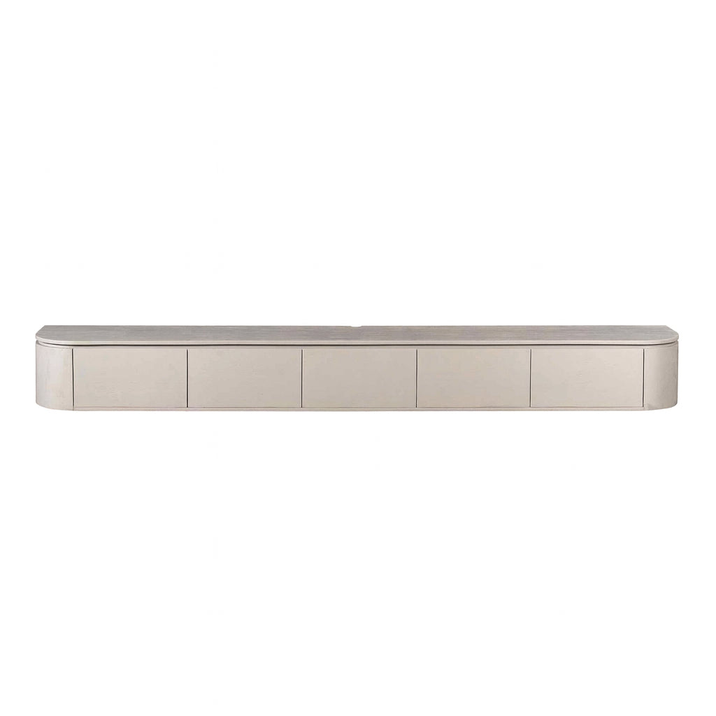 TV-Möbel - Mangoholz Taupe, Schwebendes Design, Fünf Türen, 280 cm – Excellent | Starfurn