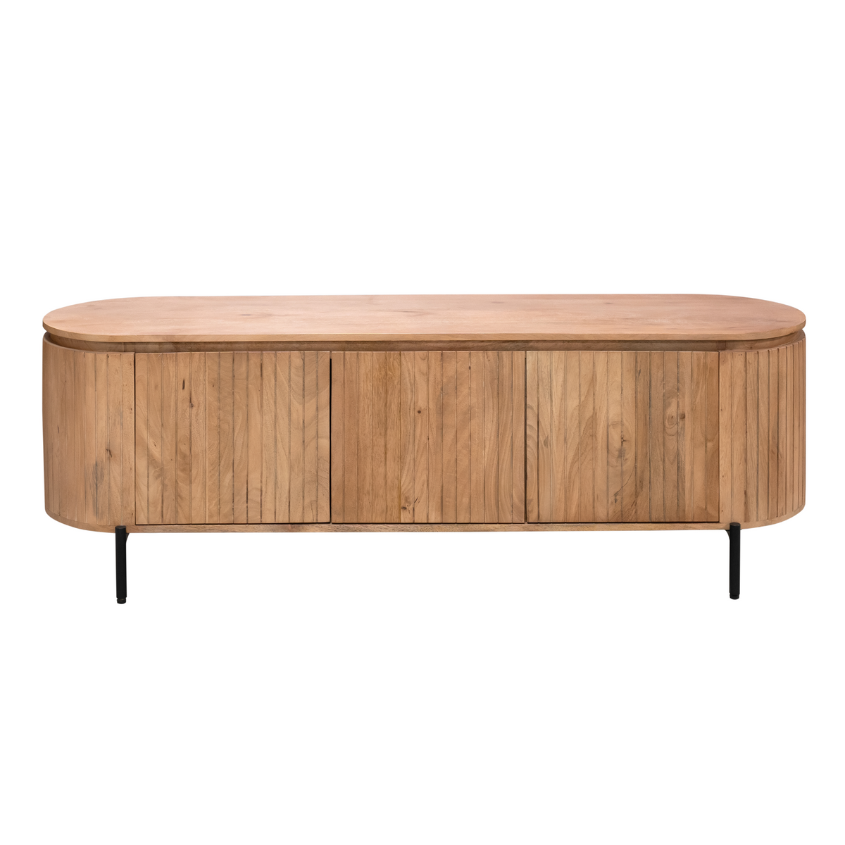 TV Unit – Mango Wood Body, Metal Frame, Sandblasted Surface – Solana | Starfurn
