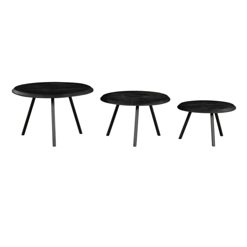Couchtisch - Mangoholz Schwarz, Metall Schwarz, Rund Form, 70 cm – Ohio | Starfurn