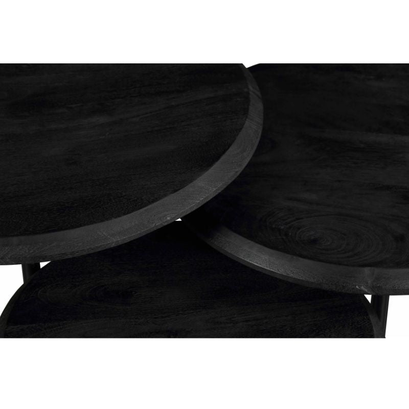 Couchtisch - Mangoholz Schwarz, Metall Schwarz, Rund Form, 70 cm – Ohio | Starfurn