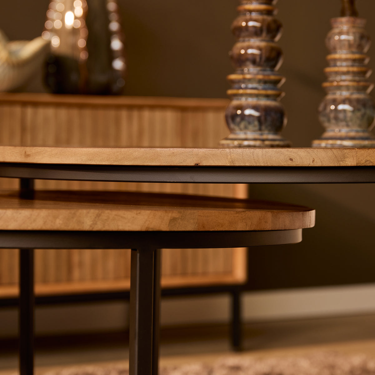 Coffee Table – Mango Wood, Metal Frame, Set of 2 – Madison | Starfurn