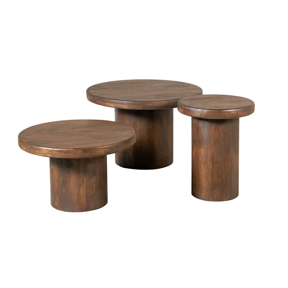 Couchtisch - Mangoholz Braun, Runde Form, Vielseitiges Design, 70 cm – Maya | Starfurn