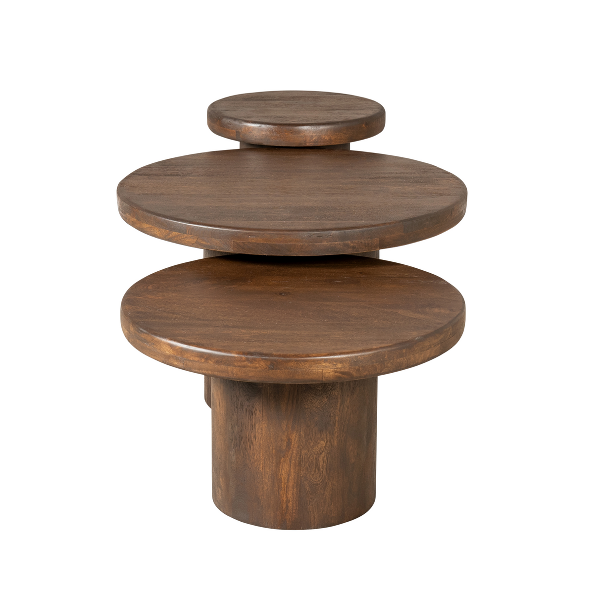 Couchtisch - Mangoholz Braun, Runde Form, Vielseitiges Design, 70 cm – Maya | Starfurn