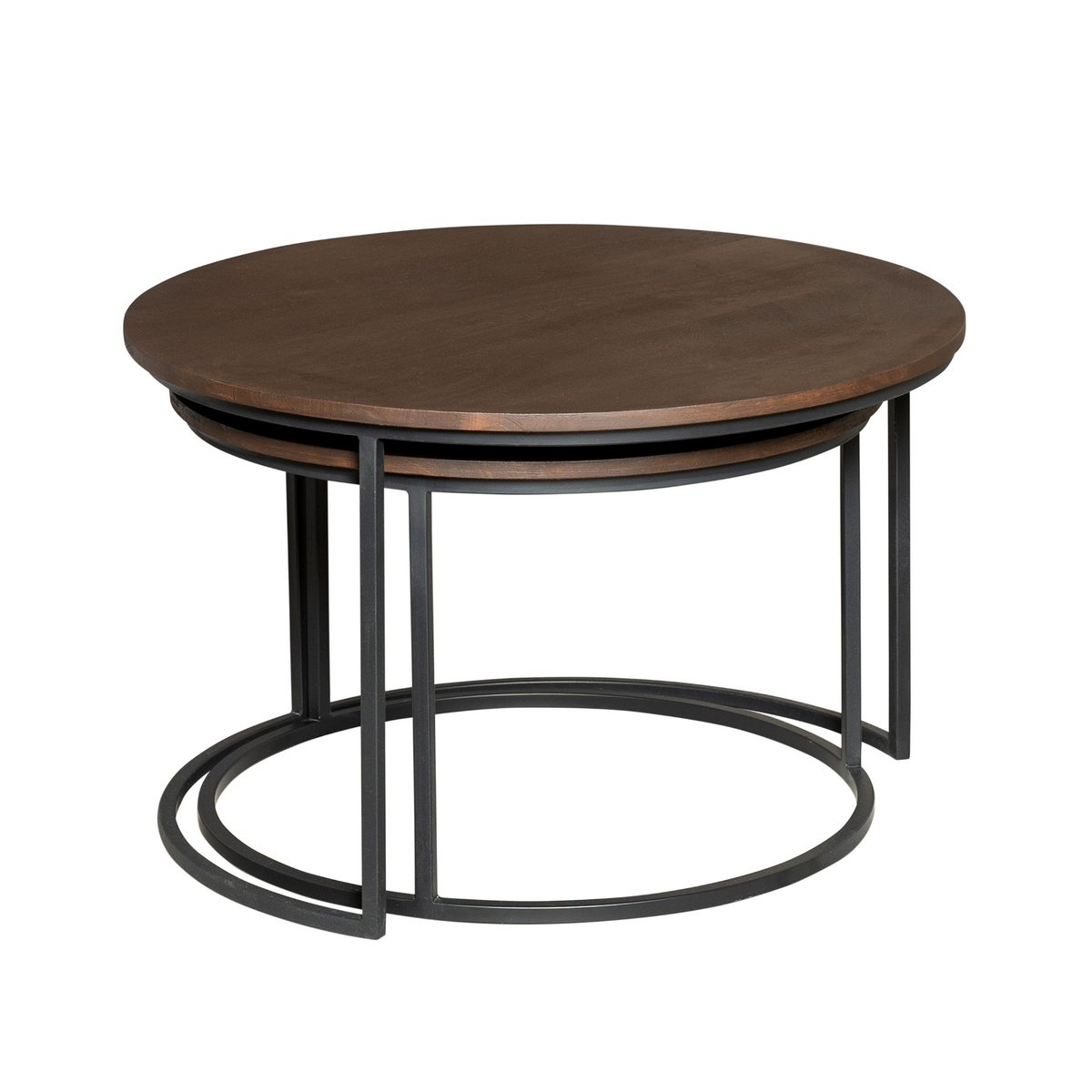 Coffee Table - Solid Mango Wood, Brown Finish, Black Steel Frame - Madison | Starfurn