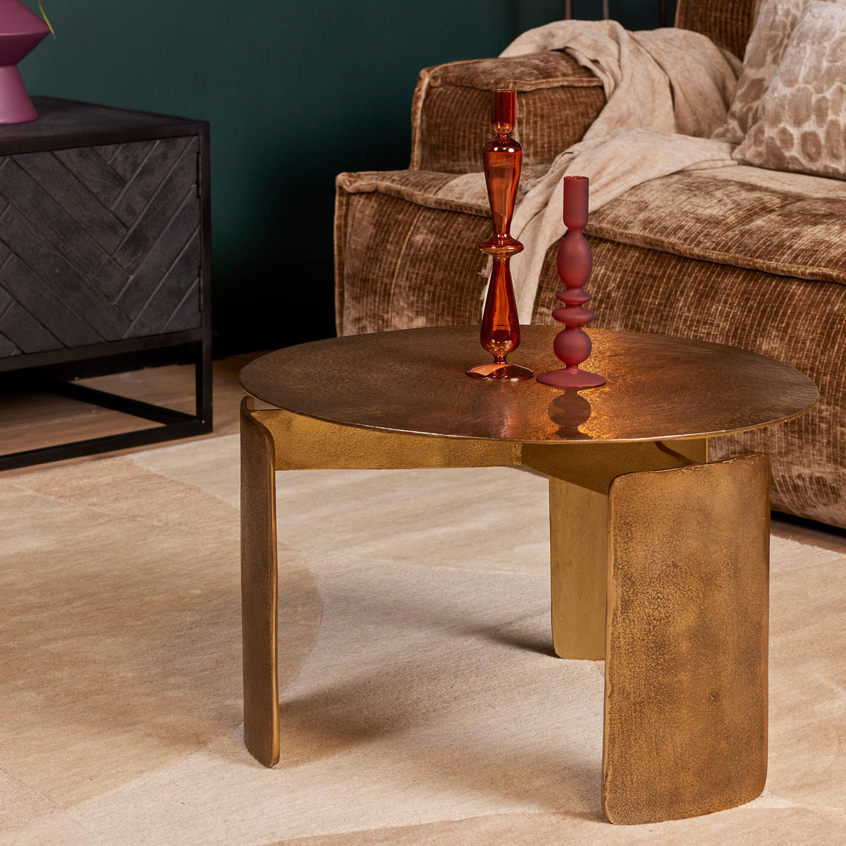 Coffee Table – Aluminum, Gold Finish, Round – Darwin | Starfurn