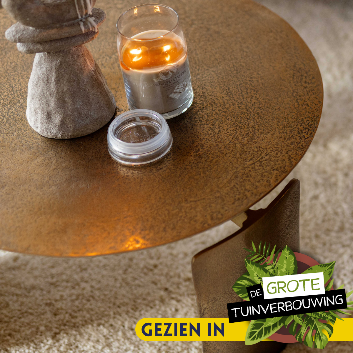 Coffee Table – Aluminum, Gold Finish, Round – Darwin | Starfurn