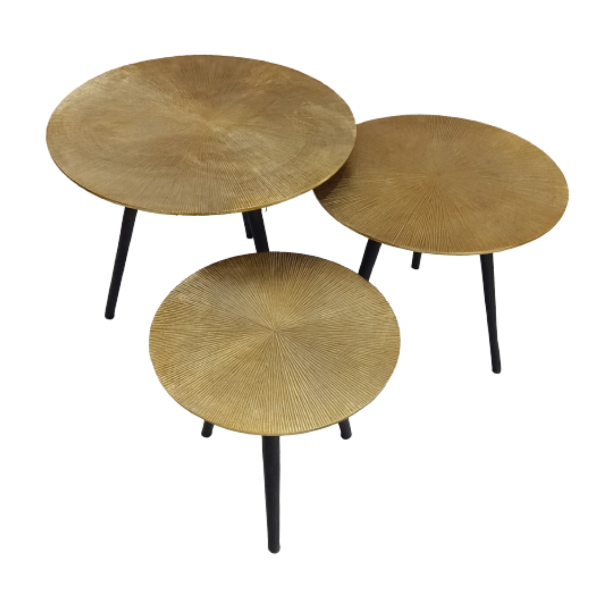 Side Table – Aluminum Surfaces, Gold Surface, Black Iron Frame – Ryas | Starfurn