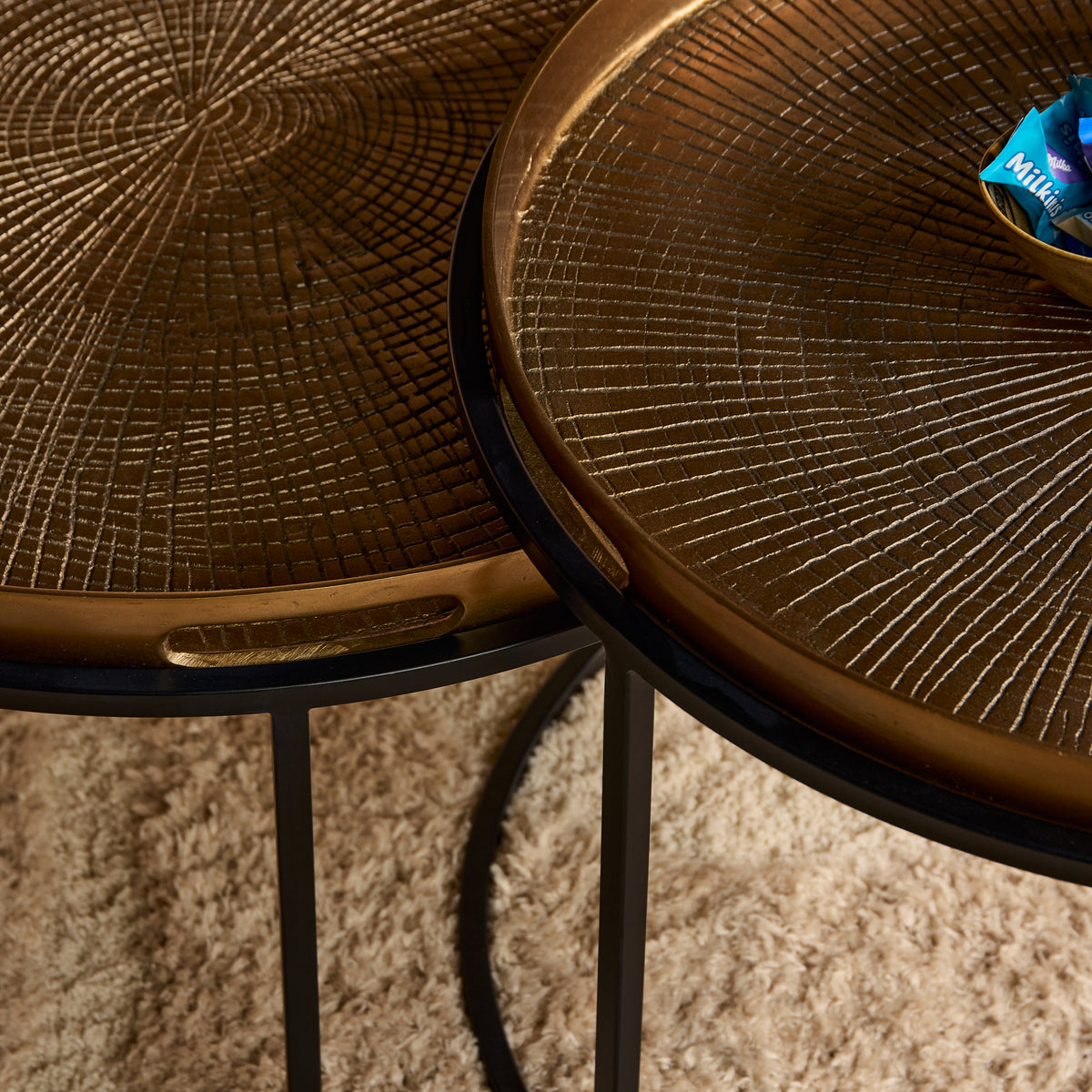 Coffee table – aluminum top, copper color, set of 2 – Julie | Starfurn