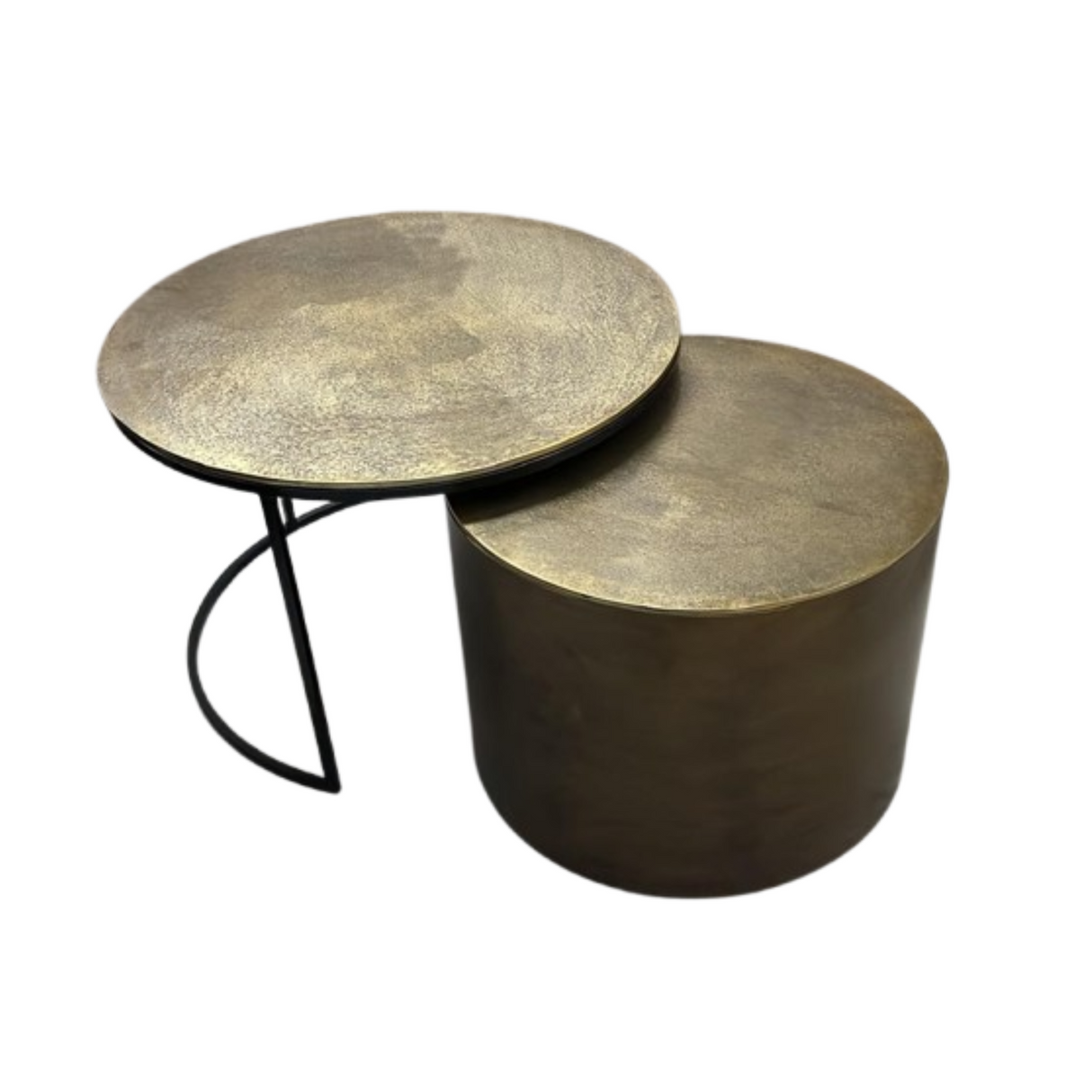 Couchtisch – Gold Aluminium, Runde Form, Zweier Set – Luna | Starfurn