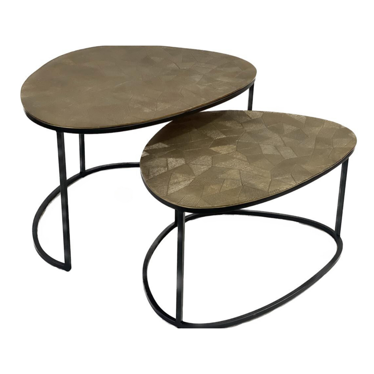 Coffee table – Aluminum tabletops, metal frame, curved design – Filou | Starfurn