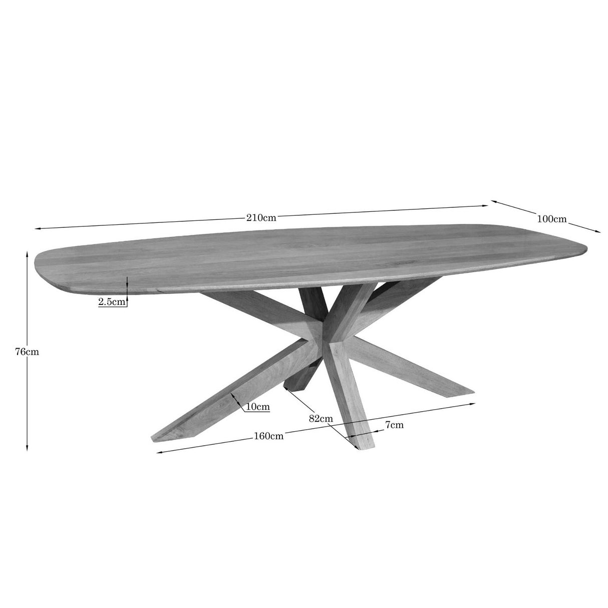 Esszimmertisch – Ovalform, Kreuzgestell, Mangoholz – Nina | Starfurn