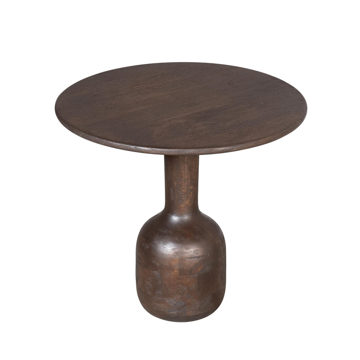 Side Table – Mango Wood, Brown Finish, Sculptural Design – Donna | Starfurn