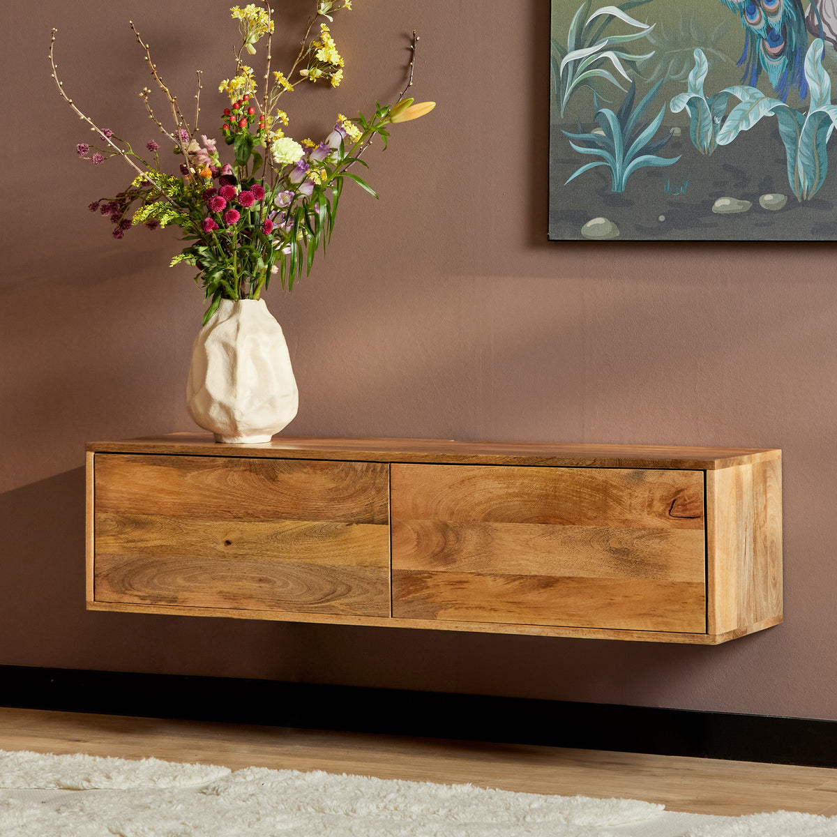 TV Unit – Floating Design, Mango Wood, Handleless Fronts – Vision | Starfurn