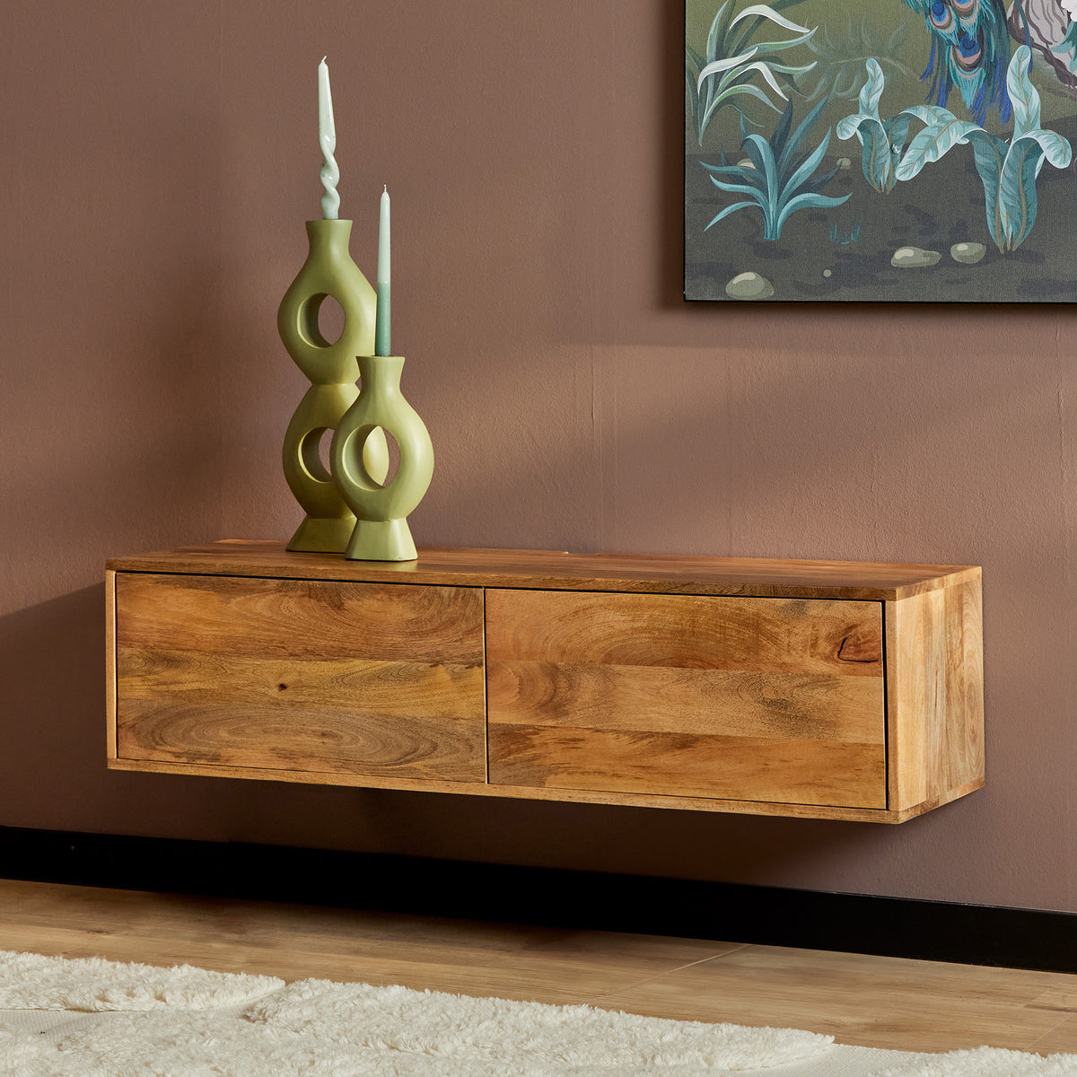 TV Unit – Floating Design, Mango Wood, Handleless Fronts – Vision | Starfurn