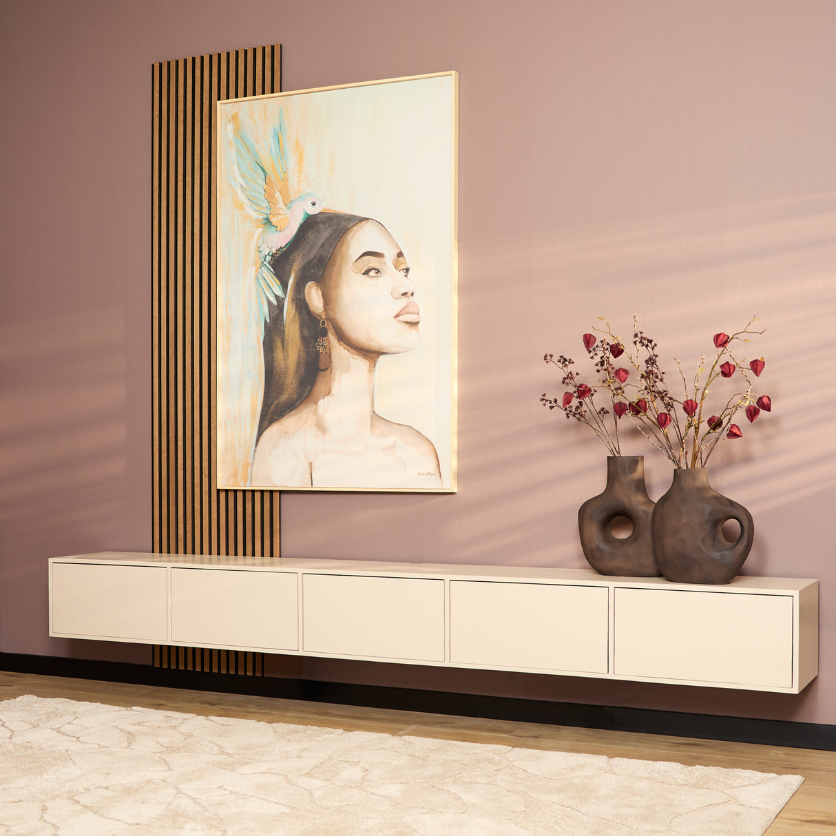 TV Möbel – Mangoholz massiv, Griffloses Design, Push Open, Sand Finish – Vision | Starfurn