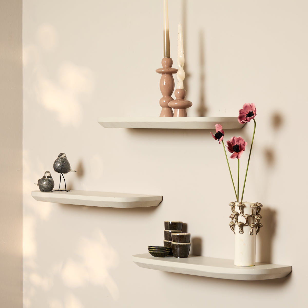 Wall Shelf – Mango Wood, Sand Finish, Set of 3 – Gusta | Starfurn