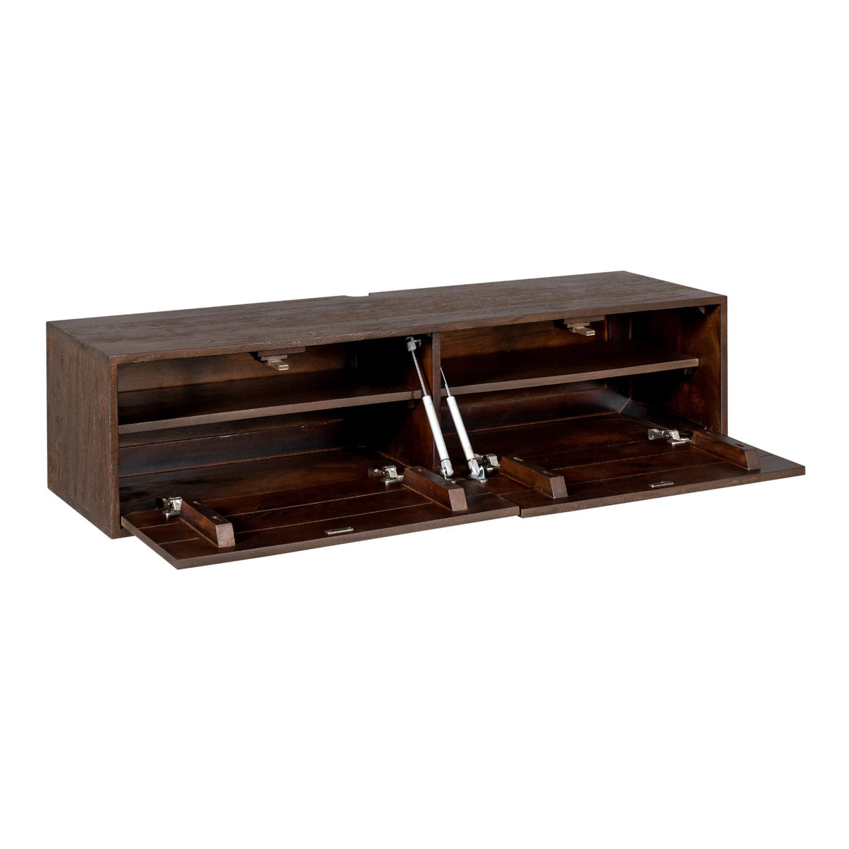 TV Möbel – Braun Mangoholz, Wandmontage Design, Grifflose Türen, 120 cm - Vision | Starfurn
