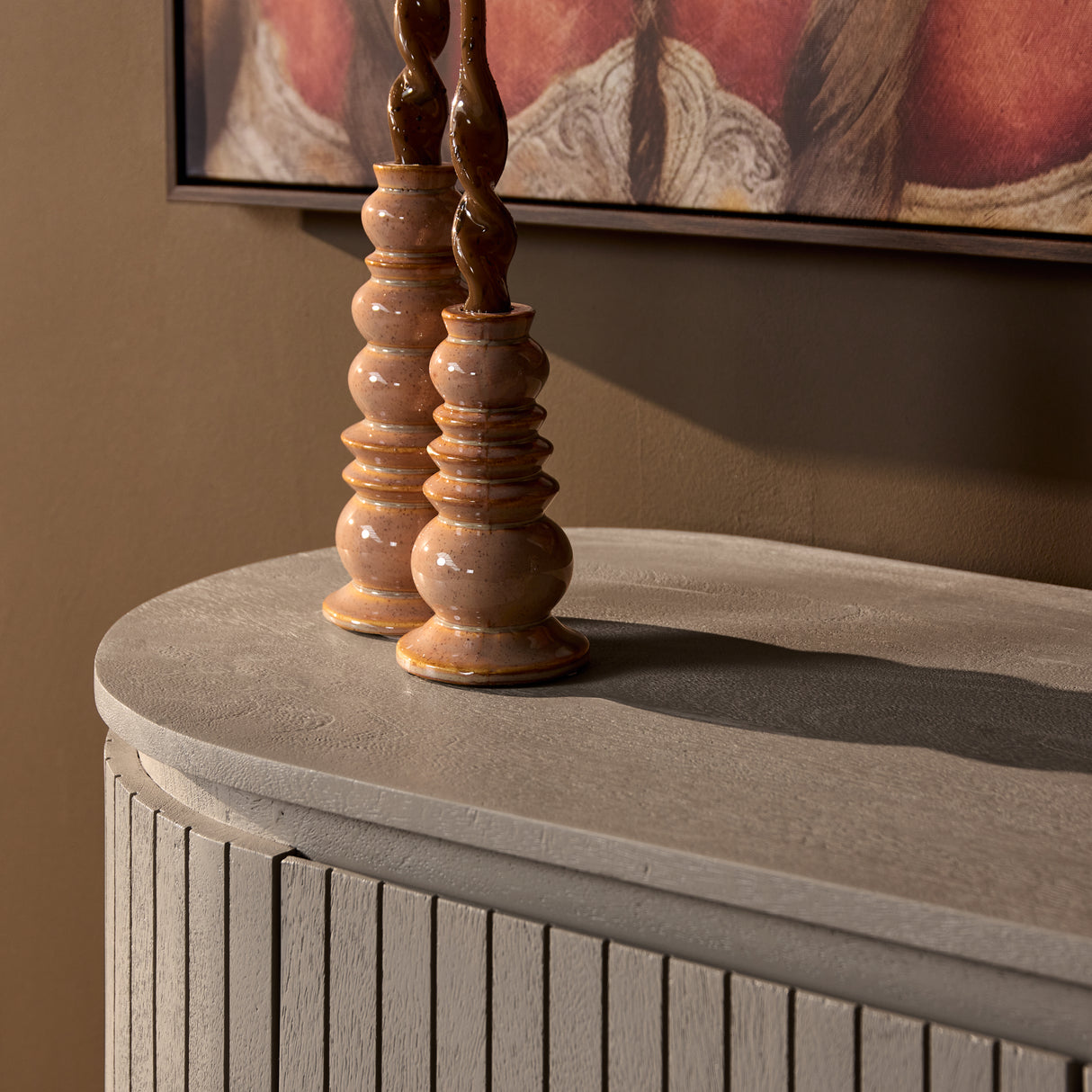 Cabinet – Taupe finish, Vertical slats, Mango wood – Solana | Starfurn