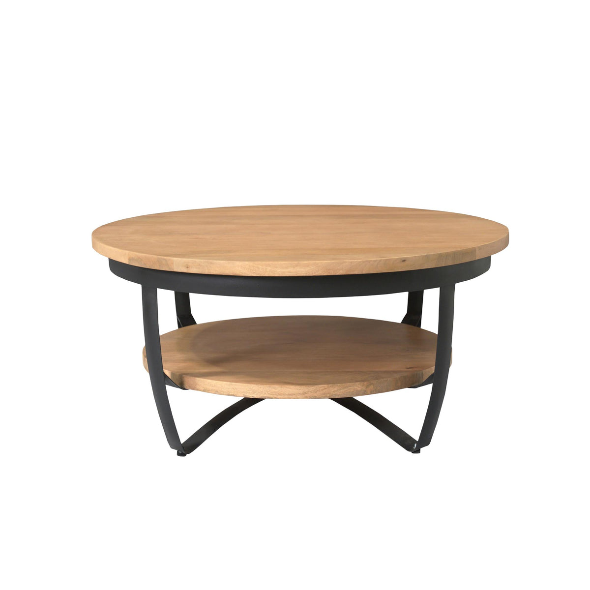 Coffee Table – Mango Wood Material, Black Frame, Two-Tier Design – Paras | Starfurn