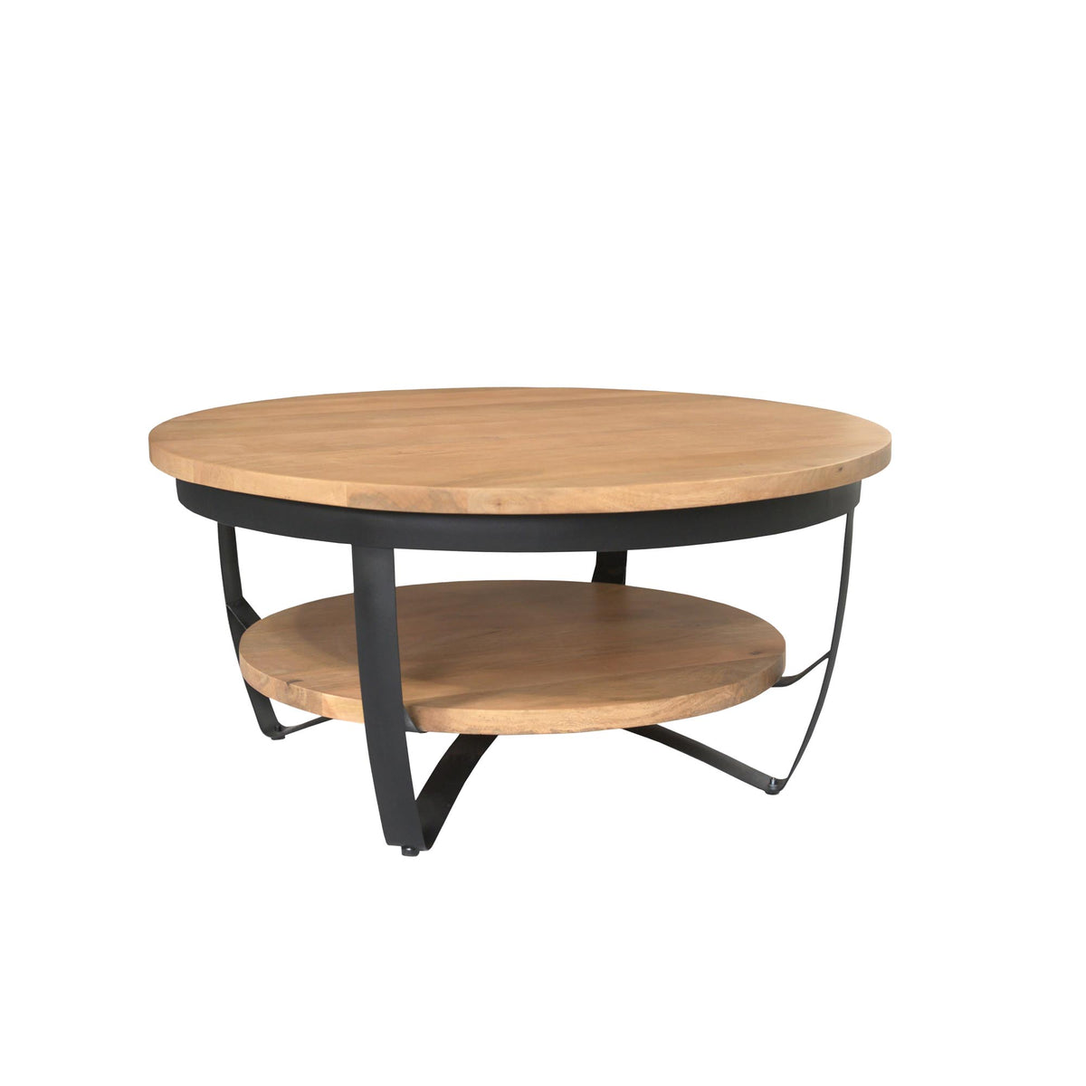 Coffee Table – Mango Wood Material, Black Frame, Two-Tier Design – Paras | Starfurn