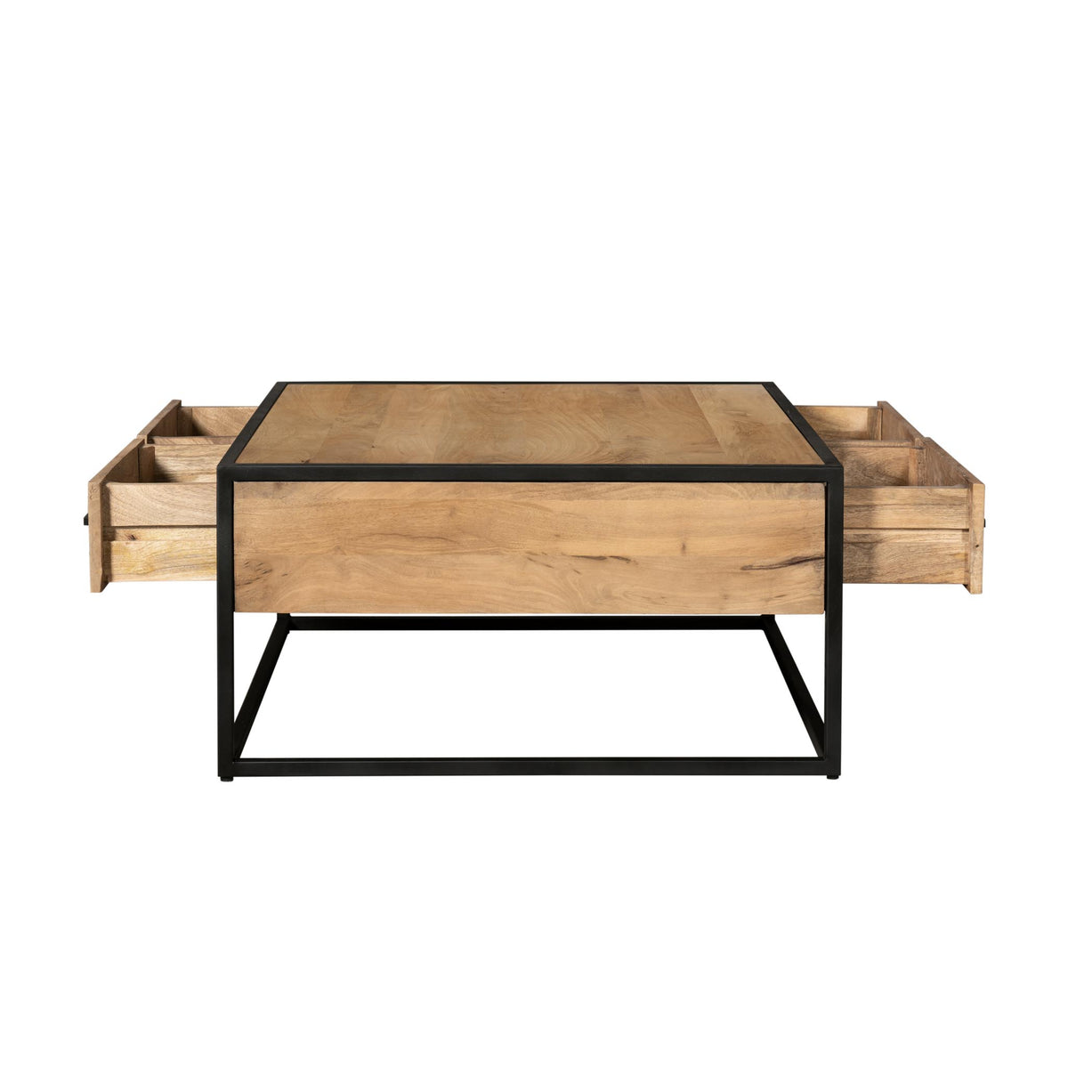 Coffee Table - Mango Wood, Black Metal, Natural Finish - Dakota | Starfurn