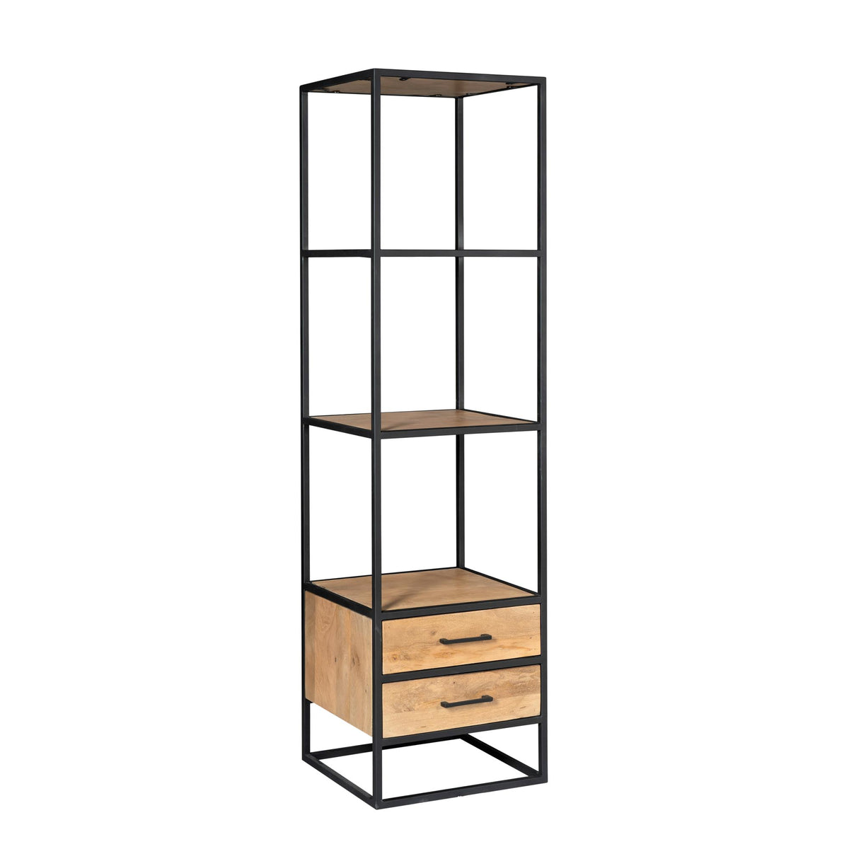 Bookcase – Mango Wood, Metal Frame, Drawers – Dakota | Starfurn