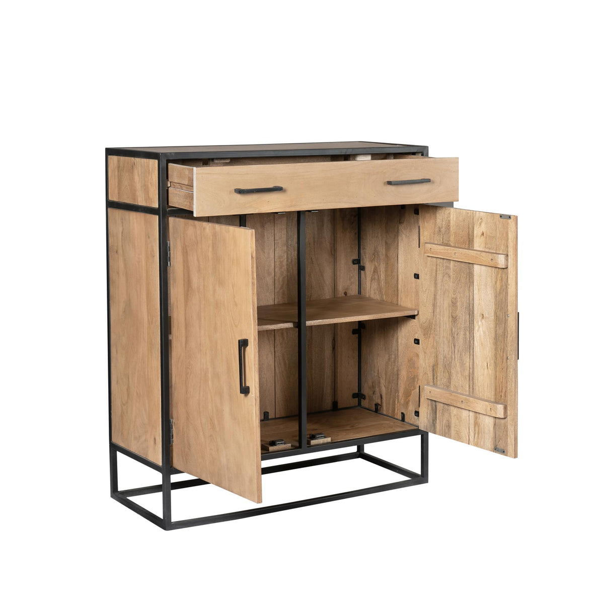Sideboard – Mangoholz Korpus, Metallgestell, Natürliche Oberfläche – Dakota | Starfurn